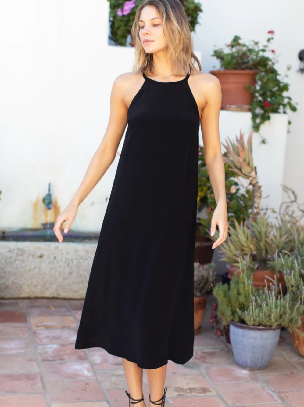 Emerson Fry High Neck Midi Dress Black